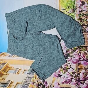 Democracy Teal Floral Capris